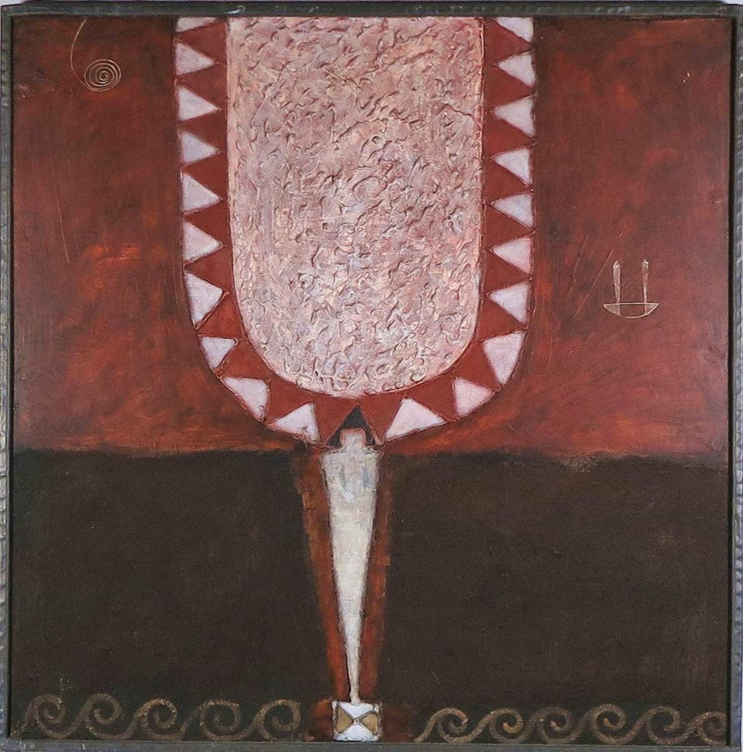 Geert de Bruijn - Gemengde techniek op doek, Godlin I - Ingelijst verkocht voor € 100!