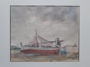 Poppe Damave - Zeilschip in de haven. kopen? Bied vanaf 35!