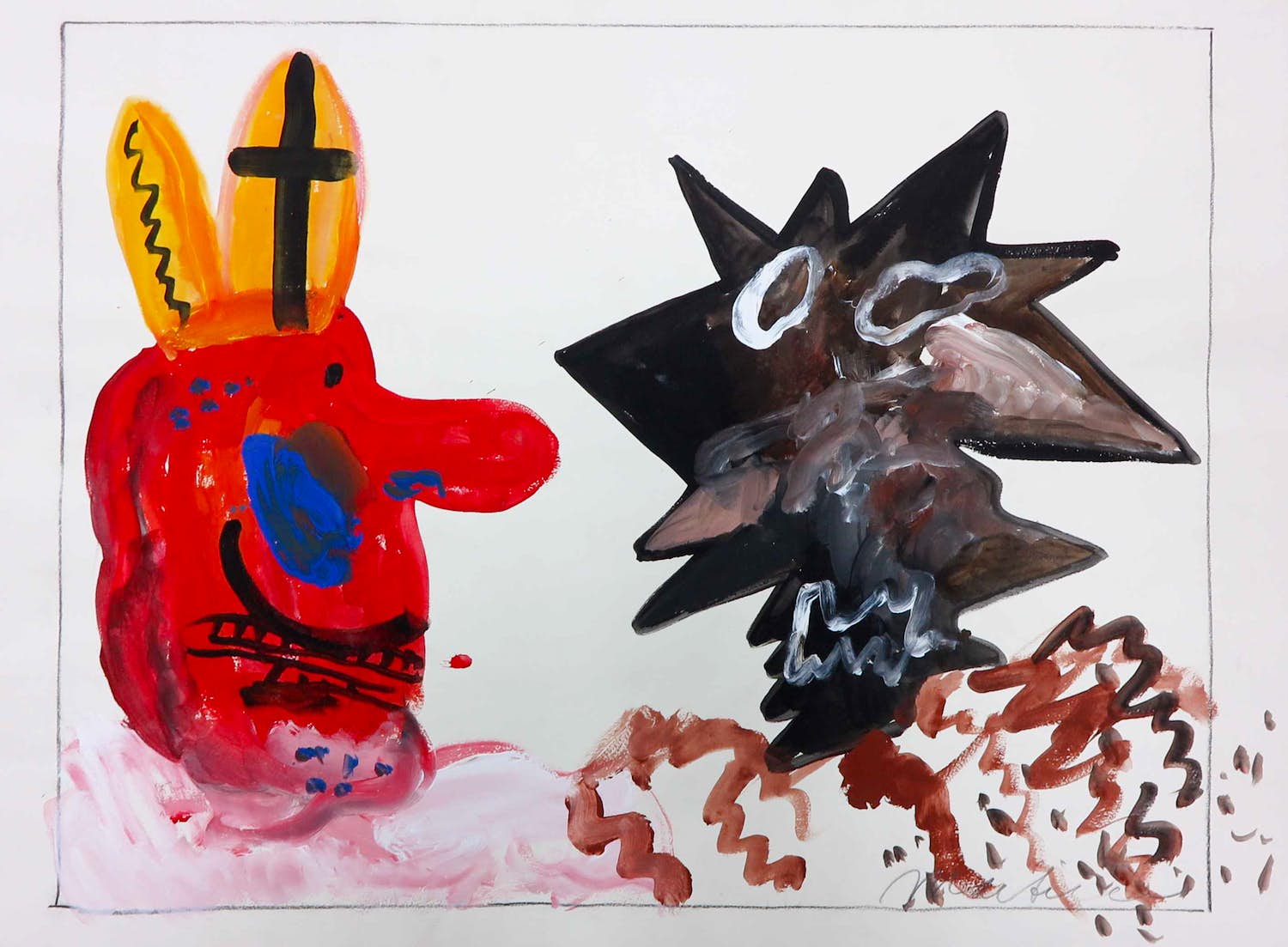 Anton Martineau - Gouache, Zonder titel verkocht voor € 1!