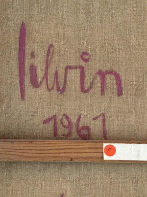 Silvin Bronkart - Seltenes abstraktes Ölgemälde auf Leinwand aus dem Jahr 1961 „Connivence“ kopen? Bied vanaf 1900!