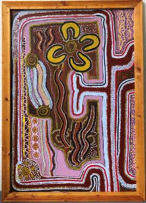 Niet of onleesbaar gesigneerd - Aboriginal Dot Art schilderij verkocht voor € 1!