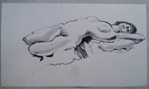 Niet of onleesbaar gesigneerd - Naakt. Liggende vrouw. kopen? Bied vanaf 10!