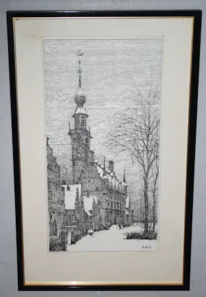 AcheterLucie van Dam van Isselt - (Veerse Joffer): Het stadhuis van Veere in de sneeuw - 1925? Enchérissez de 50!