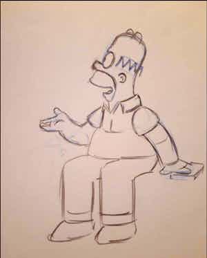 Matt Groening - originele productie tekening, The Simpsons, Homer verkocht voor € 65!