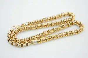 31 - Sierlijk, zo goed als nieuw 14 krt geel gouden Fantasie collier - 51cm lang kopen? Bied vanaf 1560!