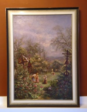 Niet of onleesbaar gesigneerd - Moeder met kinderen in de tuin - post-impressionisme kopen? Bied vanaf 1!