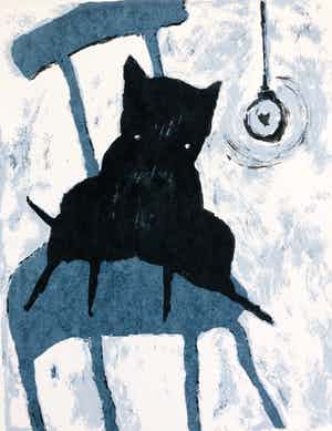 Peter Bastiaanssen - Hondje op stoel II zwart/wit verkocht voor € 45!