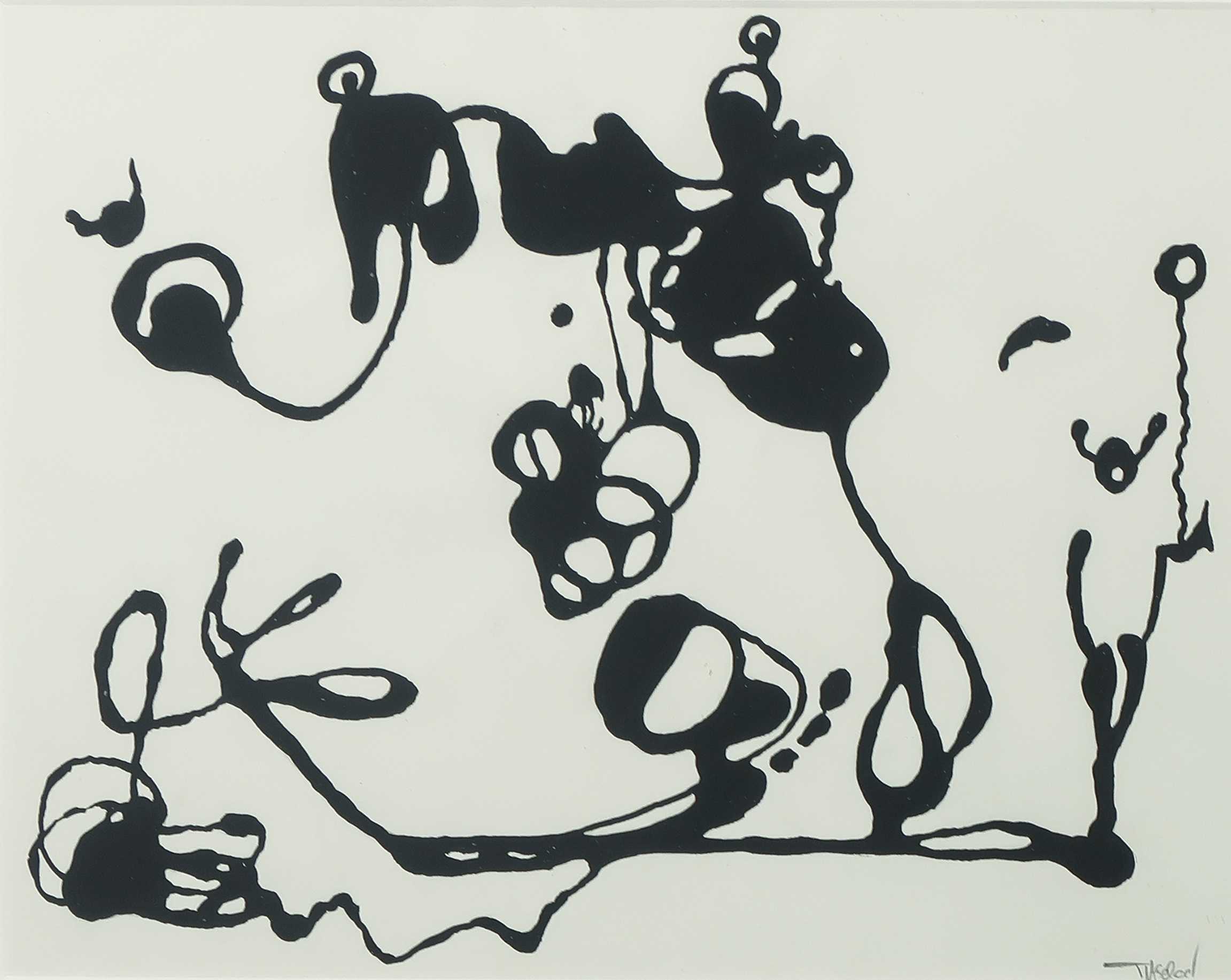 Henri Titselaar - Inkttekening, Abstracte compositie + boek - Ingelijst kopen? Bied vanaf 50!