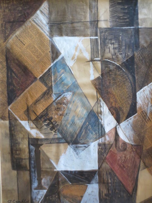 Cornelis Verkley - Cornelis Verkley (1928-2014), Collage met gouache. kopen? Bied vanaf 50!