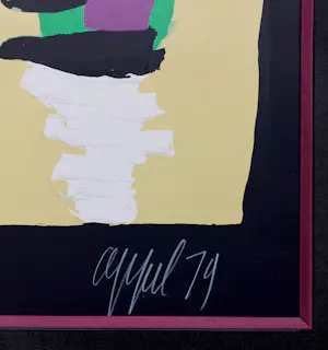 Karel Appel - Zwarte rand, zeefdruk (mooi ingelijst, groot) kopen? Bied vanaf 1600!