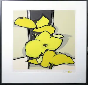Fon Klement - Boardsnede, Bouquet jaune - Ingelijst kaufen? Bieten Sie von 80!