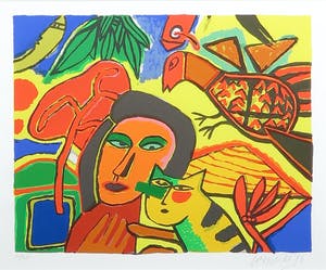 Corneille - Zeefdruk, Femme Orange - Ingelijst kopen? Bied vanaf 200!