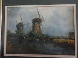 Adriaan Terhell - Adriaan C. Terhell (onder pseudo C. de Zeeuw): Aquarel Hollandse polderlandscha kopen? Bied vanaf 50!