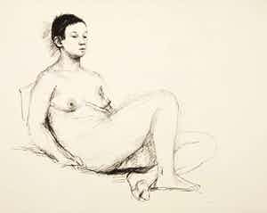 Aat Veldhoen - Rotaprint (handgesigneerd), Zittende vrouw verkocht voor € 70!