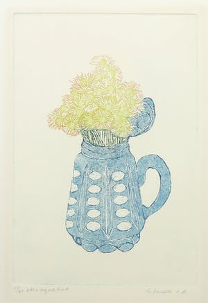 Ineke Smeets - Ets en aquatint, Kan met gele bloemen kopen? Bied vanaf 1!