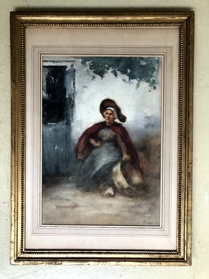 Philip Windt - Zittende dame met een mand - Aquarel uit 1887, Fraai Ingelijst kopen? Bied vanaf 320!