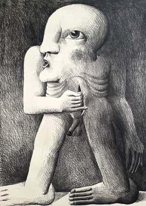 Horst Antes - Figur mit einer Wunde, litho verkocht voor € 250!