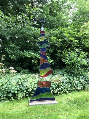 Jan Leenknegt - Kleurrijke Toren - Glas in Metaal kopen? Bied vanaf 65!