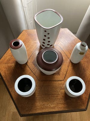 Potterie Ravelli - 6 gemerkte vazen/vaasjes kopen? Bied vanaf 65!