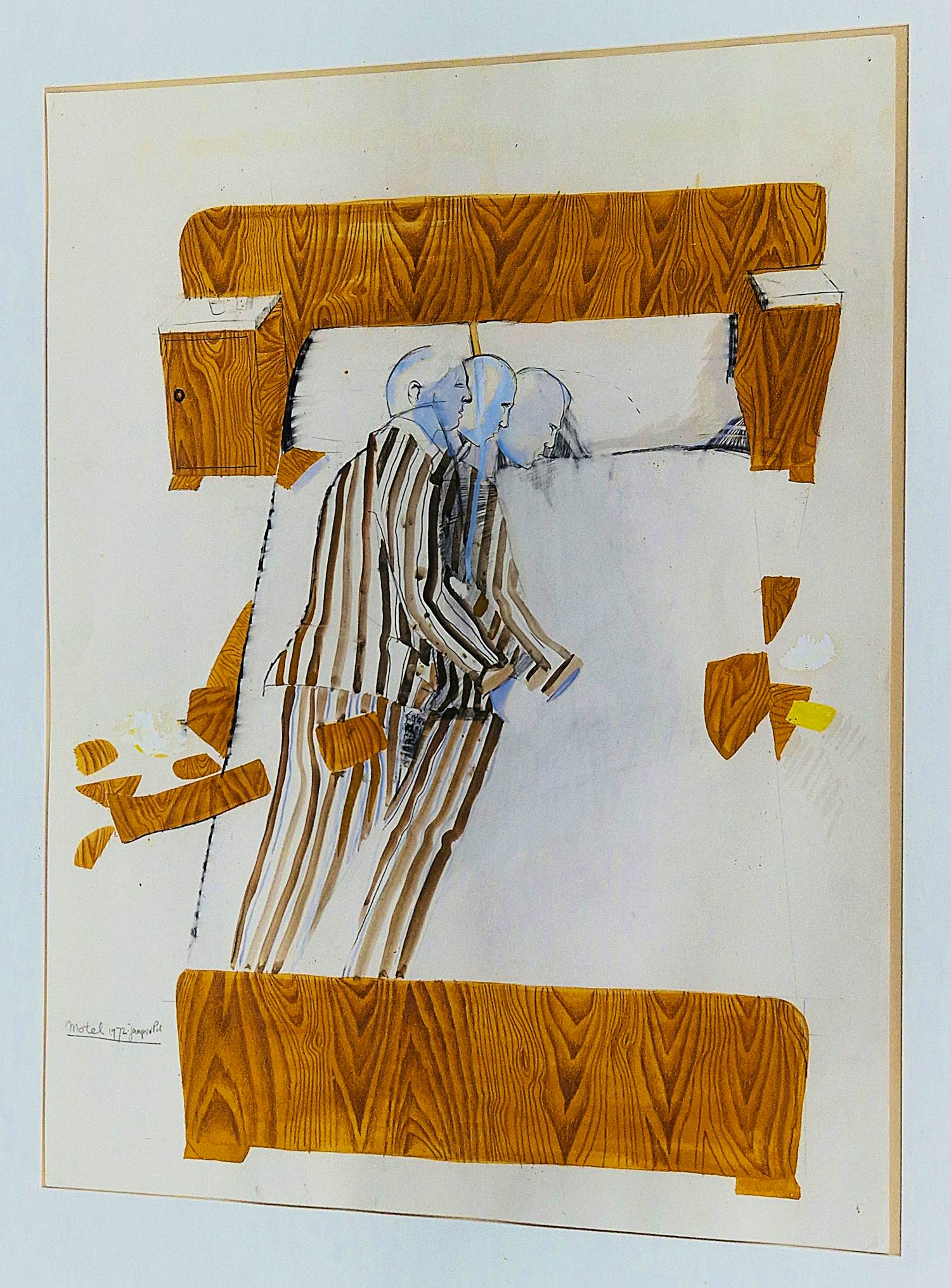 Jaap van der Pol - grote -1972- surrealistische gem.techniek "Motel" in originele lijst kopen? Bied vanaf 75!