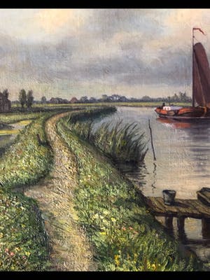 Gerrit N. Woudt - 1911-1983 Zaans landschap kopen? Bied vanaf 150!