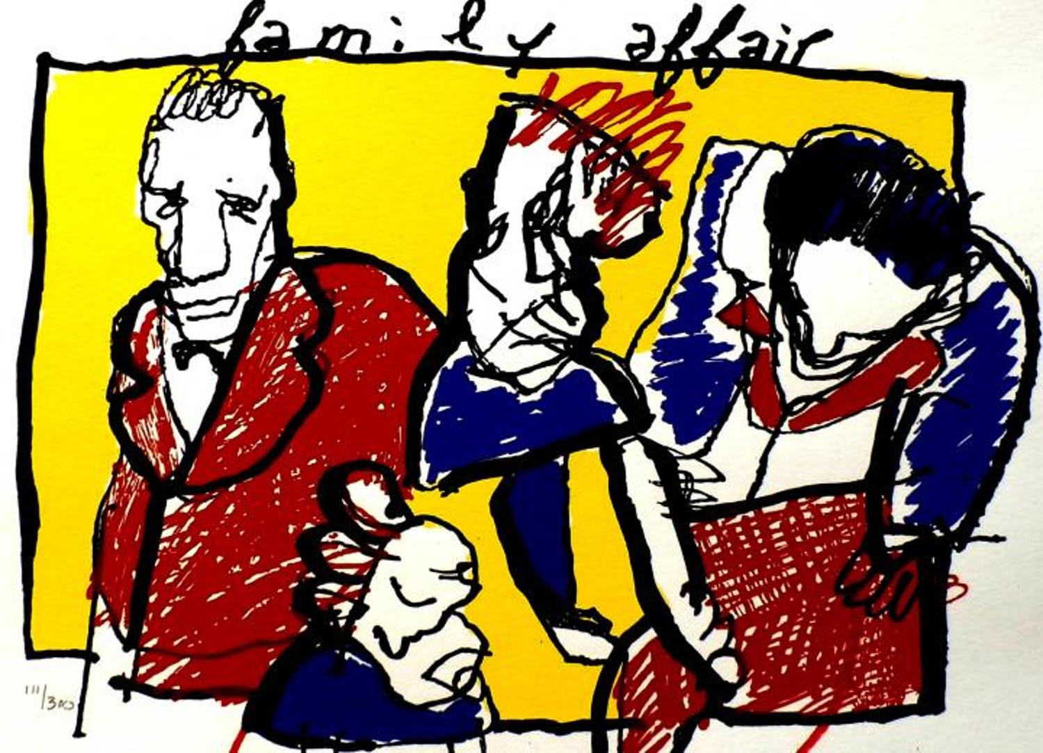 Herman Brood - Kleurenzeefdruk FAMILY AFFAIR Handgesigneerd. Verkocht