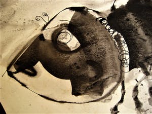Jo Manders - Jaren 60 Illusionistisch realisme - Grote "Insecten" Sepia tekening - gesigneerd kopen? Bied vanaf 15!