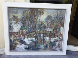 Piet Zwiers - C4749-1, Dorpsgezicht langs de vaart kopen? Bied vanaf 450!