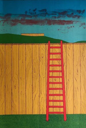 Mark Brusse - Twee Schuttingen - Lithografie kopen? Bied vanaf 70!