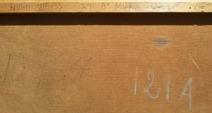 Hugh Weiss - Piloot in dubbeldekker boven fantasielandschap, olieverf op board (zeer groot!) kopen? Bied vanaf 550!