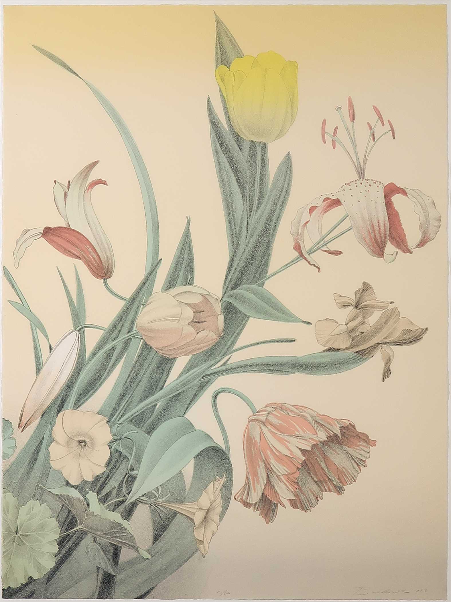 Niet of onleesbaar gesigneerd - Litho, Bloemen - Ingelijst kopen? Bied vanaf 1!