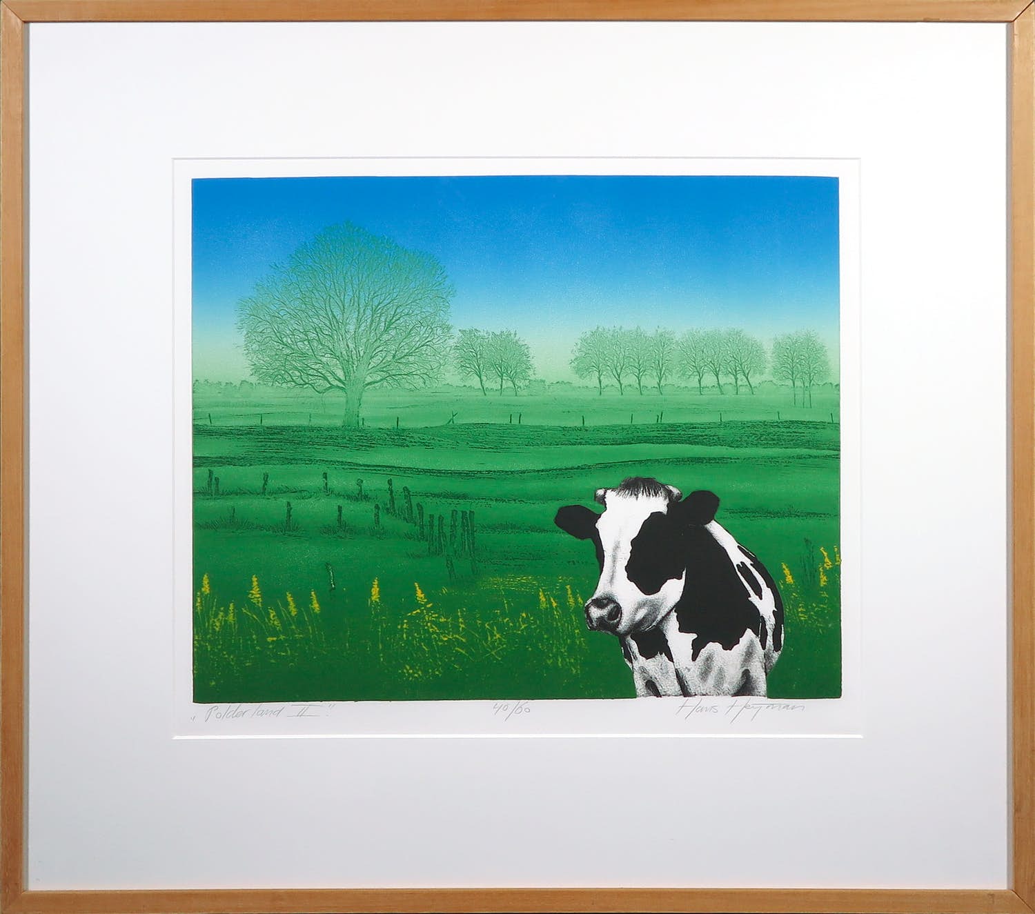 Hans Heijman - Zeefdruk, Polderland II - Ingelijst verkocht voor € 1!