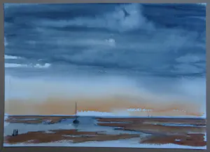 Franklin Meijer - Waddenzee - 4 x aquarel studies kopen? Bied vanaf 20!