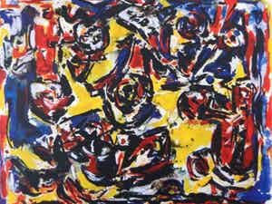 Theo Wolvecamp - LYRISCHE ABSTRACTIE / KLEURZEEFDRUK / 63x73cm / SIG / 1990 verkocht voor € 75!