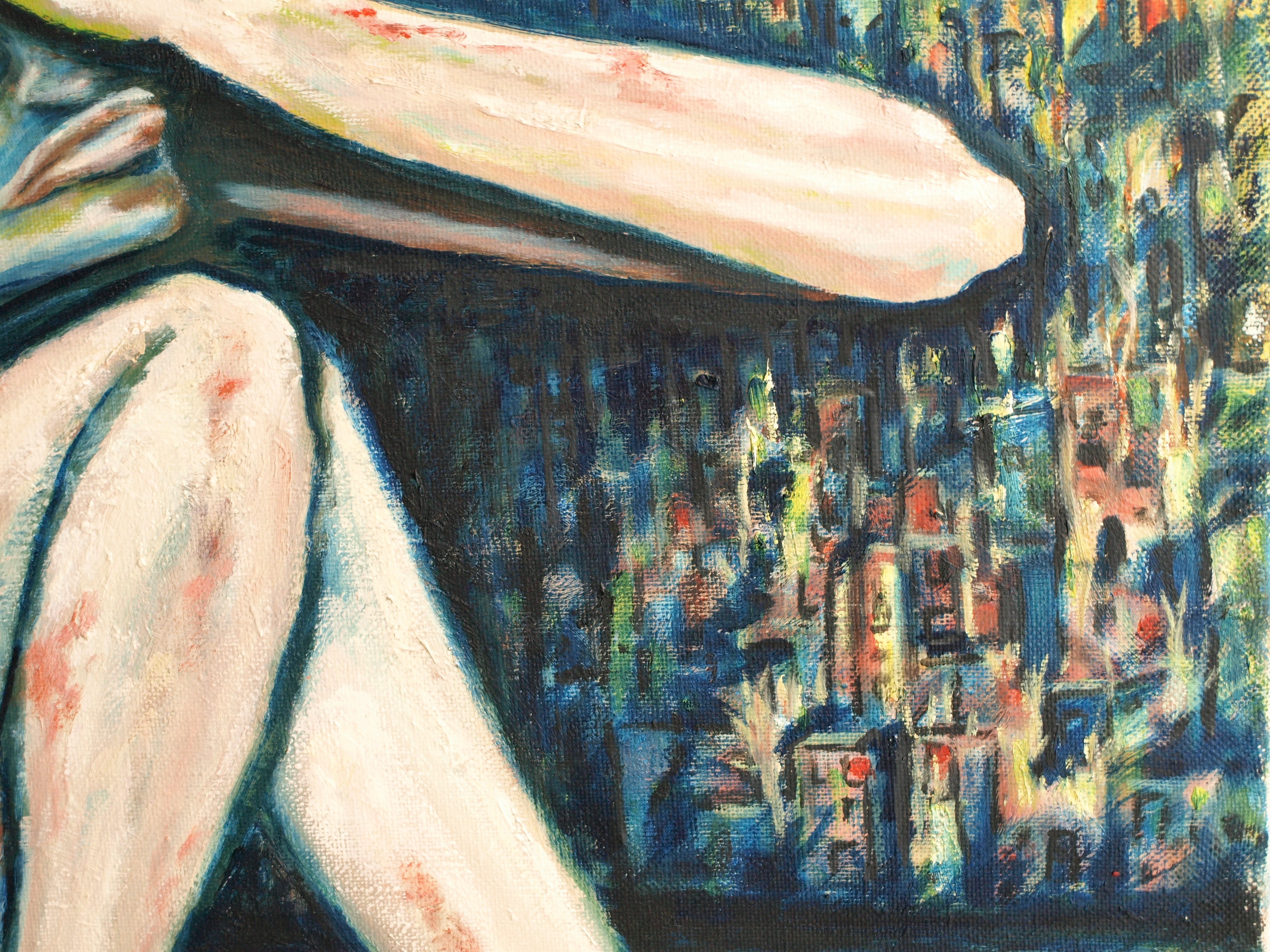 Niet of onleesbaar gesigneerd - Olieverf op doek , Christmas is coming to town – 60 x 80 cm  kopen? Bied vanaf 1!