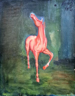 Niet of onleesbaar gesigneerd - Roze Paard kopen? Bied vanaf 1!