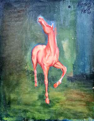 Niet of onleesbaar gesigneerd - Roze Paard verkocht voor € 1!