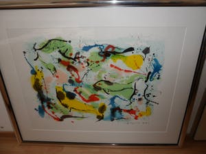 Nic Jonk - Zeefdruk, Titel, "Schone lucht". - Ingelijst groot. kopen? Bied vanaf 120!