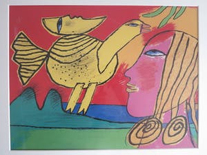 Corneille - La lune accompagne de L'oiseau - gesigneerde zeefdruk - épreuve d'artiste kopen? Bied vanaf 160!