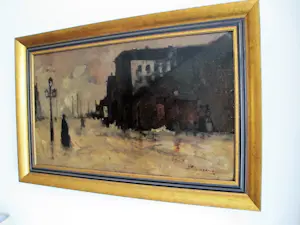 Jan Rijlaarsdam - Olieverf op doek, plein in de rosse buurt Amsterdam ( roodlicht) raam- Ingelijst kopen? Bied vanaf 950!