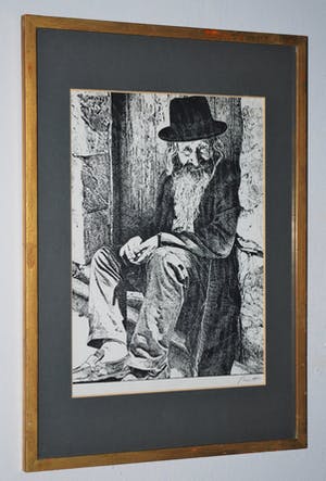 Seymour Rosenthal - [NY-kunstenaar]-Joodse man op een zonnig stoepje & EXTRA schilderij Klaagmuur kopen? Bied vanaf 30!