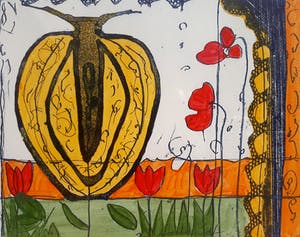 Lukie de Bree - Tuingezicht, ingekleurde ets (netjes ingelijst) kopen? Bied vanaf 50!