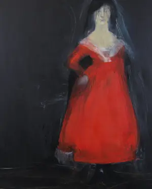 Mark Visione - Olieverf op doek, The red dress - Ingelijst kopen? Bied vanaf 100!