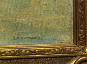 Albert Mulder - Olieverf op doek, Landschap aan het water – Lijst, 60 x 70 cm. kopen? Bied vanaf 20!