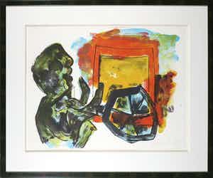 Jan Sierhuis - Litho, Vrachtwagenchauffeur - Ingelijst verkocht voor € 70!