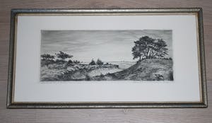 Frans IJserinkhuijsen - Avond in 't Gooi - ets - ingelijst kopen? Bied vanaf 40!