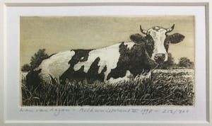 Han van Hagen - Dubbele kleurets/aquatint met koeien | Potter's Stier & Melkunieprent II kopen? Bied vanaf 59!