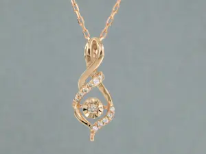 14k rood gouden collier met hanger bezet met briljant geslepen diamant - 45 cm kopen? Bied vanaf 160!