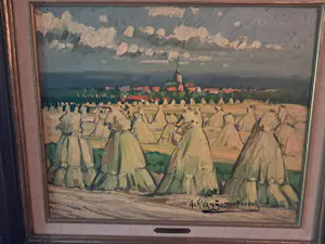 Achille van Sassenbrouck - Herfstlandschap met huizen en bomen kopen? Bied vanaf 300!