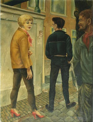 Niet of onleesbaar gesigneerd - Olieverf op doek , Op een gracht in Amsterdam – ingelijst - 1958 kopen? Bied vanaf 1!